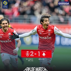 Junya Ito ghi bàn ấn định chiến thắng giúp Reims 2-1 Metz. Anh có 3 bàn thắng và 5 đường kiến ​​tạo ở mùa giải này.